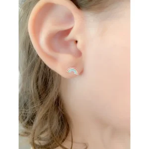 Boucles d'oreilles danseuse brune émaillées en argent 925, 7,4 x 9 mm